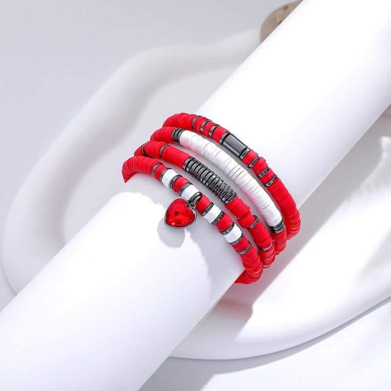 GOOJIDS Surfer Heishi Clay Bead Bracelets for Women Bohemian Stackable Gold Plated Beaded Stretch Bracelets Elastic Layering Friendship Bracelets Set Boho Jewelry - Image 2